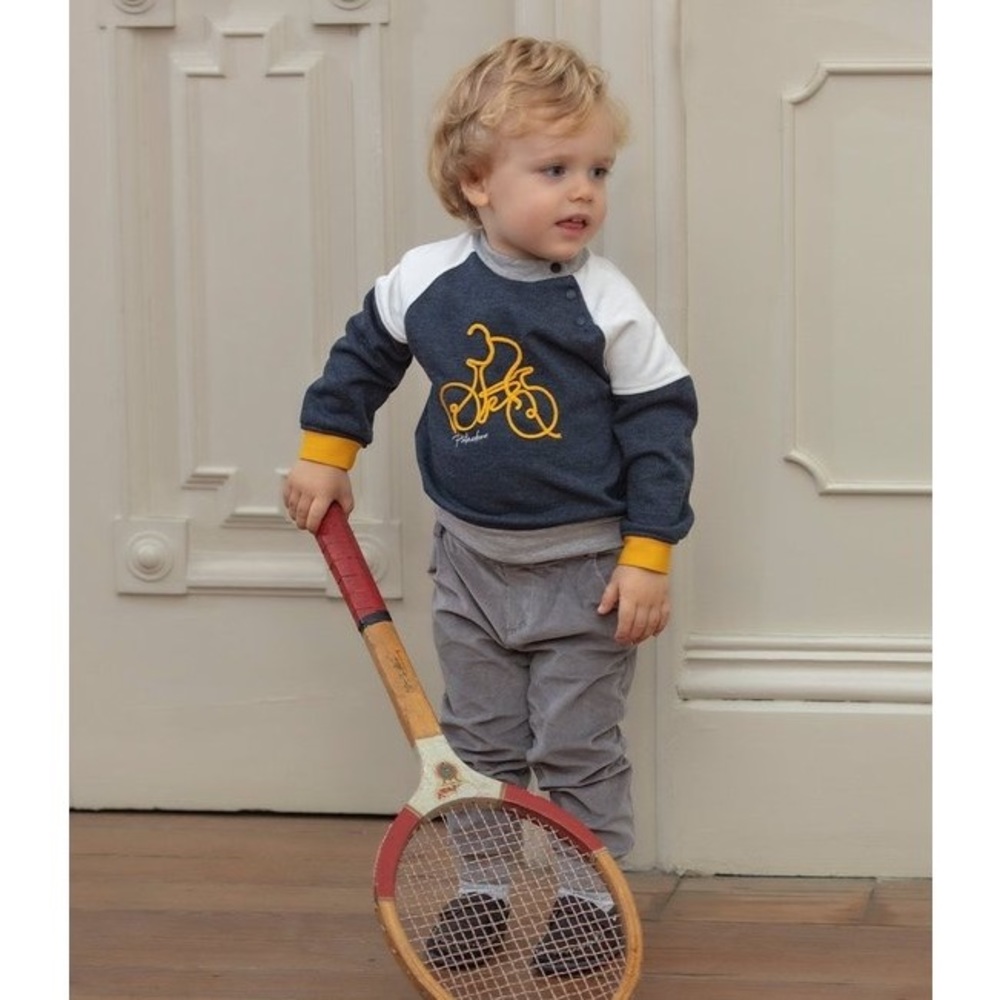Patachou - NAVY COTTON FLEECE SWEATER 3Y